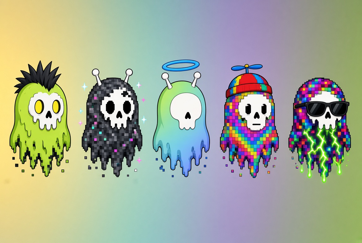 A lineup of five Inker inker characters